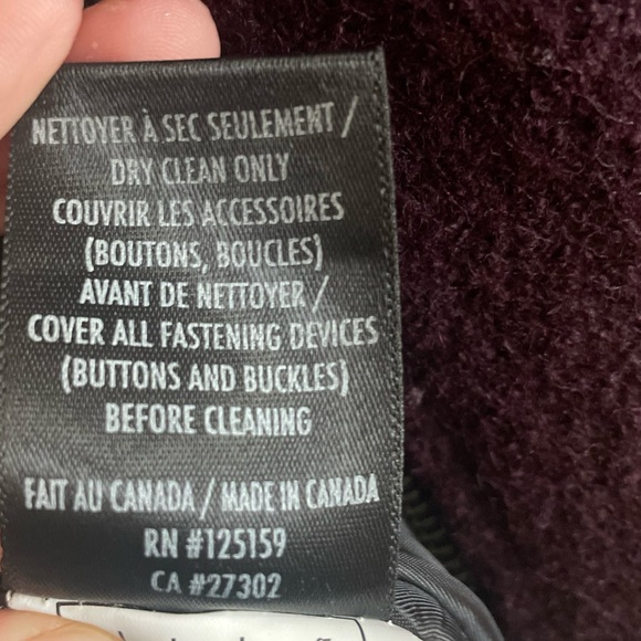 SOIA & KYO Womens XS Deep Purple Wool Blend Coat Double Collar Slim Fit - Picture 6 of 6